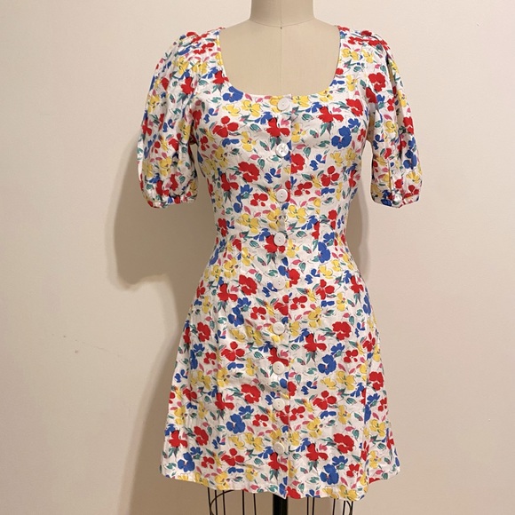 NWT! RIXO for Target floral short puff sleeve button up dress, size 2 - Picture 3 of 13